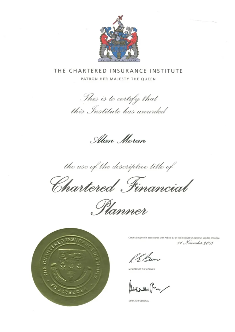 Chartered Financial Planner certificate awarded by Chartered Insurance Institute (CII), 2005