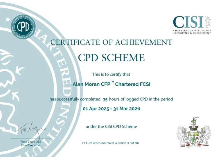 CPD Certificate of Achievement certificate awarded by Chartered Institute for Securities & Investment (CISI), 2026